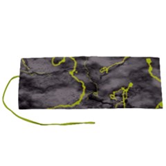 Marble Light Gray With Green Lime Veins Texture Floor Background Retro Neon 80s Style Neon Colors Print Luxuous Real Marble Roll Up Canvas Pencil Holder (s) by genx
