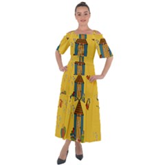 Seaside Heights Beach Club 1960s Shoulder Straps Boho Maxi Dress  by Alchemy