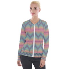 Pattern Background Texture Colorful Velour Zip Up Jacket by HermanTelo