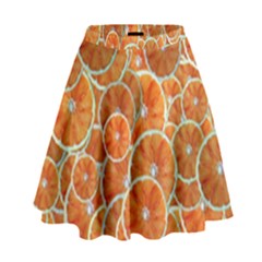 Oranges Background Texture Pattern High Waist Skirt by HermanTelo