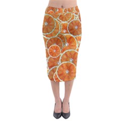 Oranges Background Texture Pattern Midi Pencil Skirt by HermanTelo