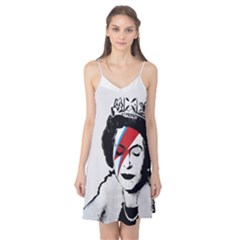 Banksy Graffiti Uk England God Save The Queen Elisabeth With David Bowie Rockband Face Makeup Ziggy Stardust Camis Nightgown by snek