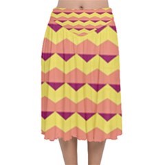 Background Colorful Chevron Velvet Flared Midi Skirt by HermanTelo