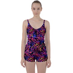 Abstrait Neon Colors Tie Front Two Piece Tankini by kcreatif