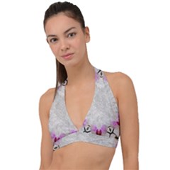 Orchidées Fleurs Abstrait Halter Plunge Bikini Top by kcreatif