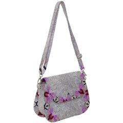 Orchidées Fleurs Abstrait Saddle Handbag by kcreatif
