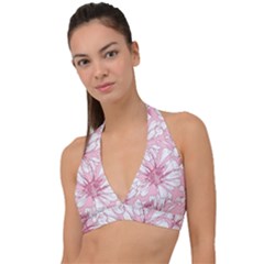 Pink Flowers Halter Plunge Bikini Top by Sobalvarro