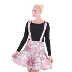 Pink Flowers Suspender Skater Skirt by Sobalvarro