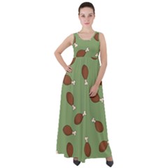 Turkey Leg Pattern - Thanksgiving Empire Waist Velour Maxi Dress by Valentinaart