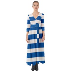 Greece Flag Greek Flag Button Up Boho Maxi Dress by FlagGallery