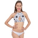 Floral Design Cross Front Halter Bikini Top View1