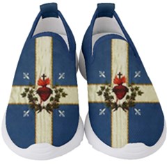 Quebec Flag Drapeau Québec Patriote Carillon Sacré-coeur Christian Catholic Old Vintage With Fleurs De Lys Kids  Slip On Sneakers by Quebec