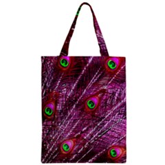 Peacock Feathers Color Plumage Zipper Classic Tote Bag by Sapixe