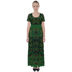 Love The Hearts On Green High Waist Short Sleeve Maxi Dress by pepitasart