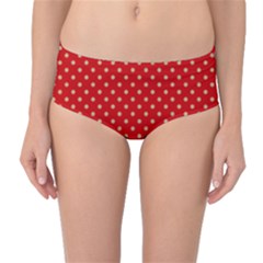 Pois Doré / Rouge Mid-waist Bikini Bottoms by kcreatif