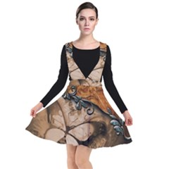 Wonderful Floral Design With Butterflies Plunge Pinafore Dress by FantasyWorld7