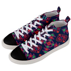 Rhombus Squares And Triangle                                                 Men s Mid-top Canvas Sneakers by LalyLauraFLM