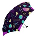 Retrowave Aesthetic vaporwave retro memphis pattern 80s design 3D geometric shapes Mini Folding Umbrellas View2