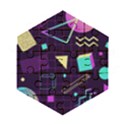 Retrowave Aesthetic vaporwave retro memphis pattern 80s design 3D geometric shapes Wooden Puzzle Hexagon View1