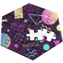 Retrowave Aesthetic vaporwave retro memphis pattern 80s design 3D geometric shapes Wooden Puzzle Hexagon View2