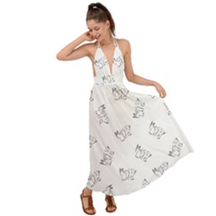 Messy Life Phrase Motif Typographic Pattern Backless Maxi Beach Dress by dflcprintsclothing