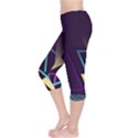 Retrowave Aesthetic vaporwave retro memphis triangle pattern 80s yellow turquoise purple Capri Leggings  View3
