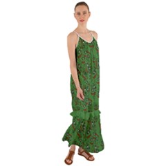 Pepe The Frog Perfect A-ok Handsign Pattern Praise Kek Kekistan Smug Smile Meme Green Background Cami Maxi Ruffle Chiffon Dress by snek