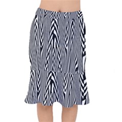 Abstrait Lignes Blanc/noir Short Mermaid Skirt by kcreatif