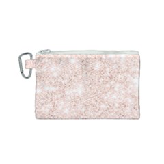Rose Gold Pink Glitters Metallic Finish Party Texture Imitation Pattern Canvas Cosmetic Bag (small) by genx