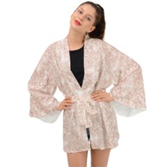Rose Gold Pink Glitters Metallic Finish Party Texture Imitation Pattern Long Sleeve Kimono by genx
