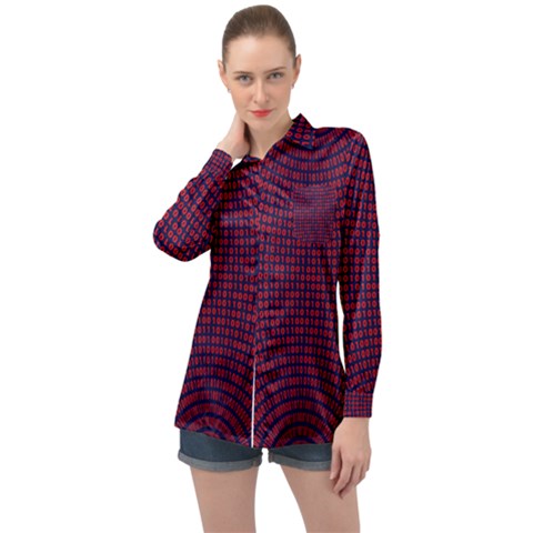 Binary Code Binary Binary System Long Sleeve Satin Shirt by Wegoenart