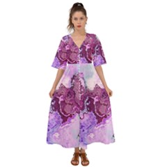 Abstract Texture Background Kimono Sleeve Boho Dress by Wegoenart