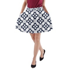 Abstrait Formes Bleu  A-line Pocket Skirt by kcreatif