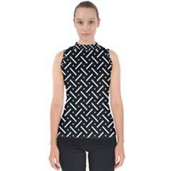 Geometric Pattern Design Repeating Eamless Shapes Mock Neck Shell Top by Vaneshart