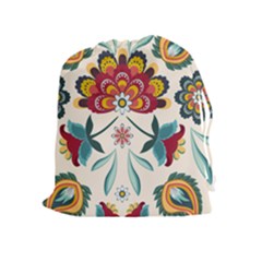 Baatik Print  Drawstring Pouch (xl) by designsbymallika
