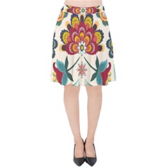 Baatik Print  Velvet High Waist Skirt by designsbymallika