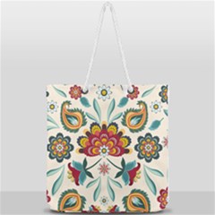 Baatik Print  Full Print Rope Handle Tote (large) by designsbymallika