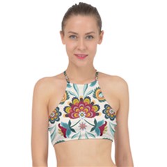 Baatik Print  Racer Front Bikini Top by designsbymallika
