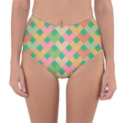 Abstract Seamlesspattern Graphic Lines Vintage Background Grunge Pattern Colorful Reversible High-waist Bikini Bottoms by Vaneshart