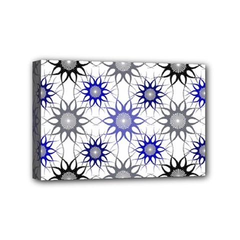 Pearl Pattern Floral Design Art Digital Seamless Blue Black Mini Canvas 6  X 4  (stretched) by Vaneshart