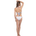 Pearl Pattern Floral Design Art Digital Seamless Blue Black Cross Front Halter Bikini Top View2