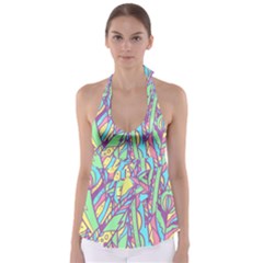 Feathers Pattern Babydoll Tankini Top by Sobalvarro