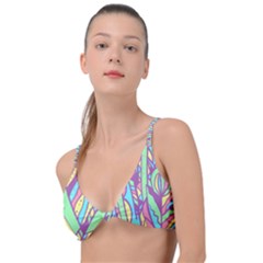 Feathers Pattern Knot Up Bikini Top by Sobalvarro