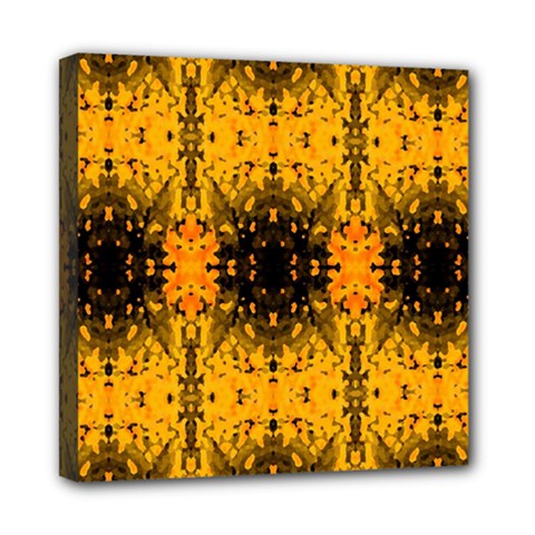 Pattern Wallpaper Background Yellow Amber Black Mini Canvas 8  X 8  (stretched) by Vaneshart
