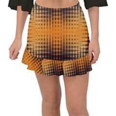 Pattern Lines Sections Yellow Straw Mauve Fishtail Mini Chiffon Skirt by Vaneshart