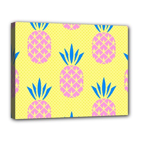 Summer Pineapple Seamless Pattern Canvas 14  X 11  (stretched) by Sobalvarro