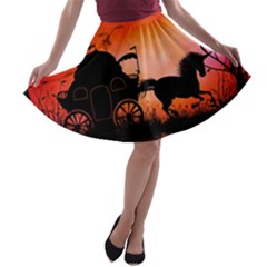 Drive In The Night By Carriage A-line Skater Skirt by FantasyWorld7