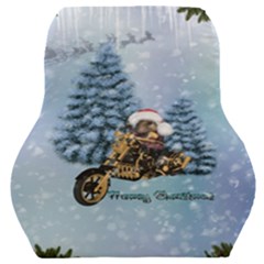 Merry Christmas, Funny Mouse On A Motorcycle With Christmas Hat Car Seat Back Cushion  by FantasyWorld7