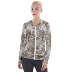 Tan Army Camouflage Velour Zip Up Jacket by mccallacoulture
