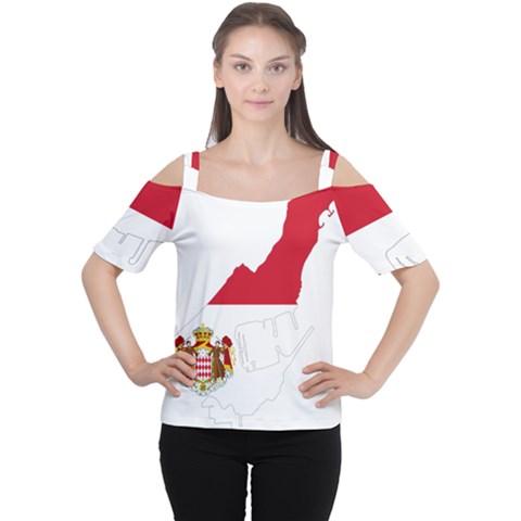 Monaco Country Europe Flag Borders Cutout Shoulder Tee by Sapixe